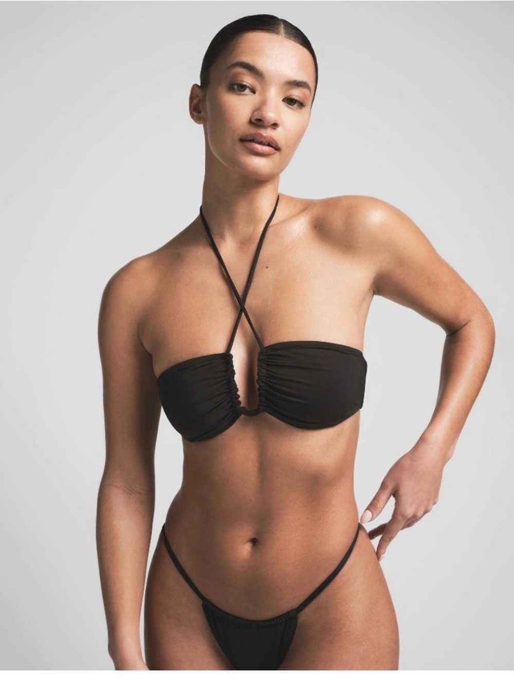 SKIMS NWT Black Halter Bikini Top Size XS